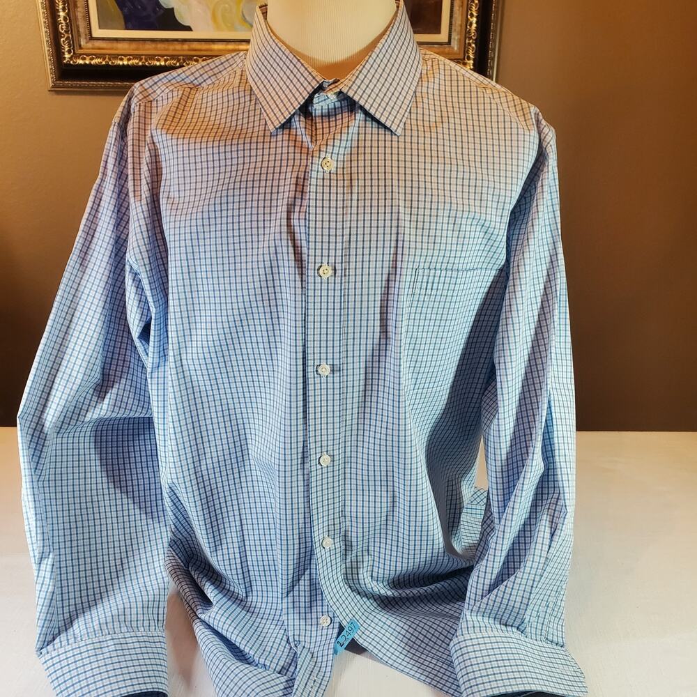 Croft & Barrow Mens XXL 18 34/35 Easy Care Plaid Button Down Shirt Classic Fit